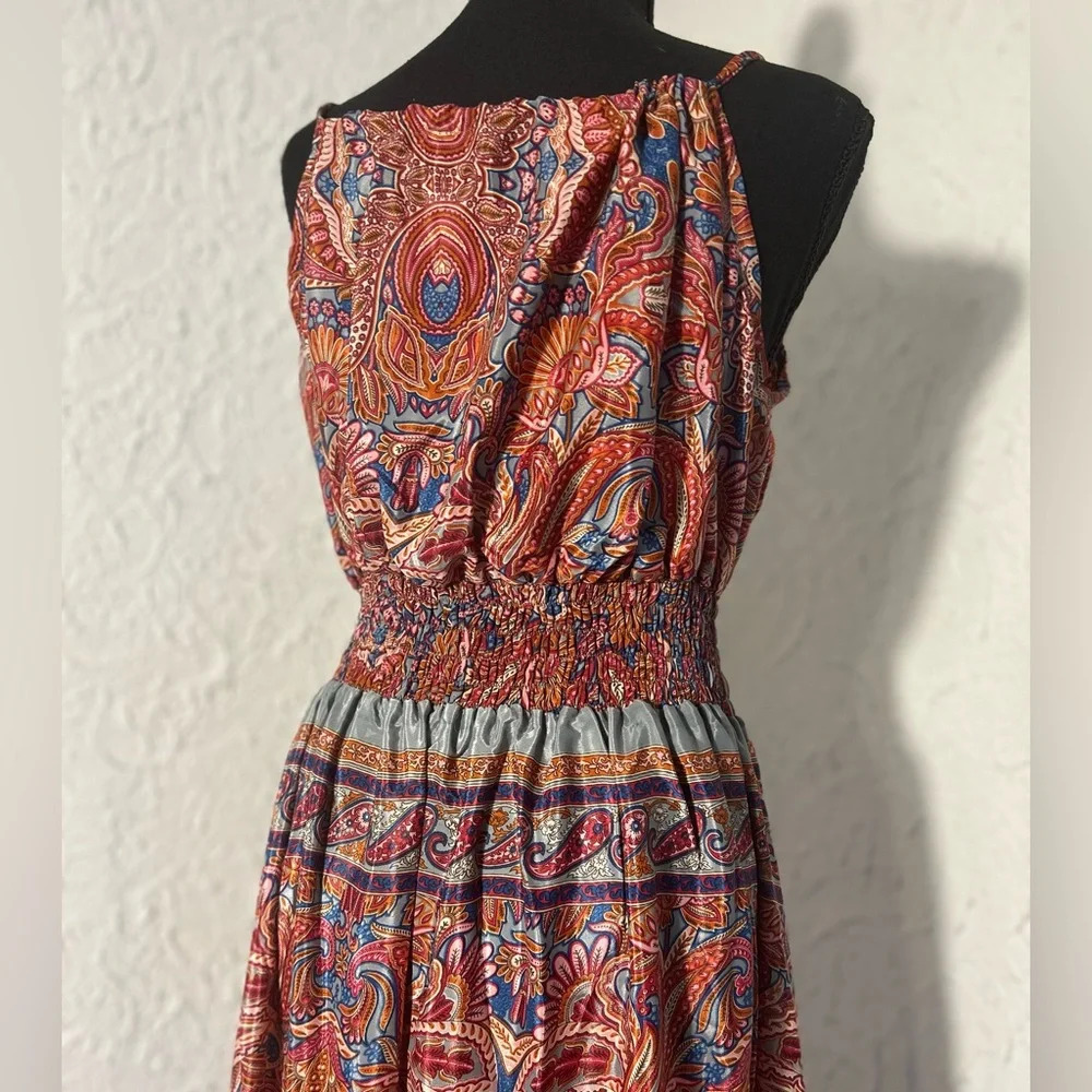 NWT! 100% Silk Sun Dress, Super Flowy, Gorgeous and NWT! Size L, P2P -20” - Picture 10 of 15